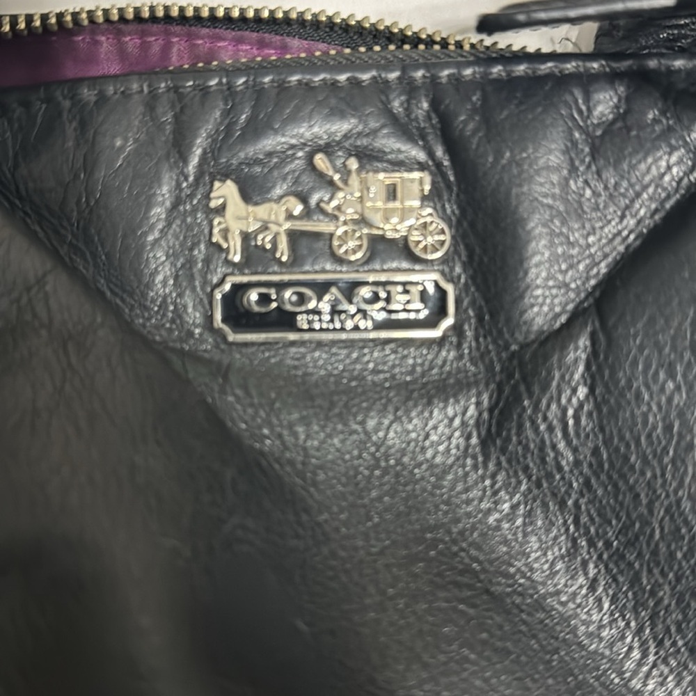 Coach Madison Sophia soft Black Leather Tote shoulder bag silver tone hardware - Picture 5 of 16